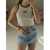 Tanktop gestreept bruin | Bonjour