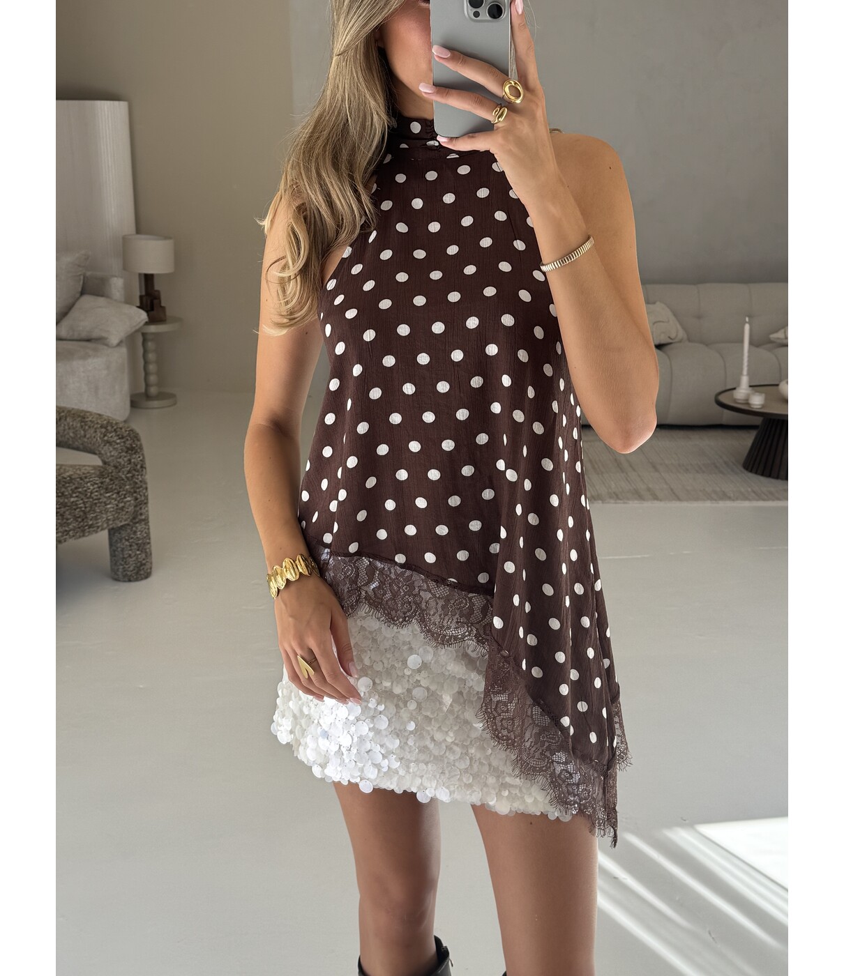 Top bruin polkadot | Yfke