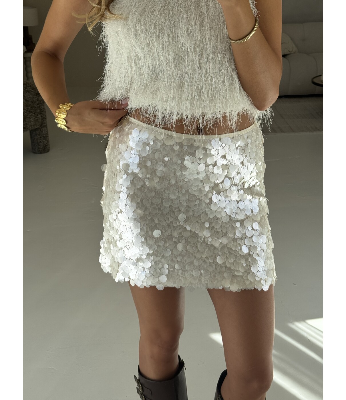 Rokje off white pailletten | Marit