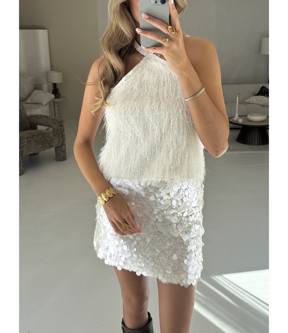 Rokje off white pailletten | Marit