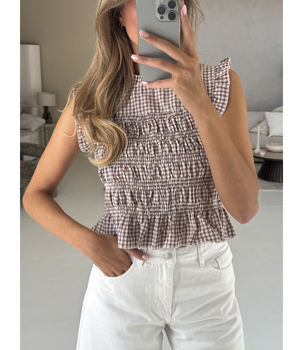 Top geruit bruin | Zara