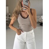 Tanktop gestreept beige | Lian