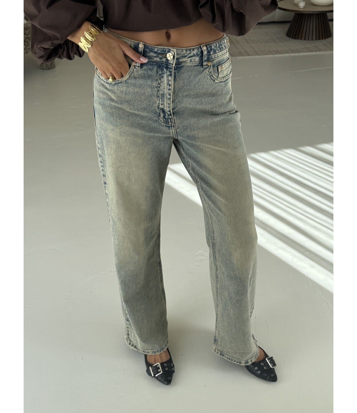 Jeans straight leg dirty wash | Shannon