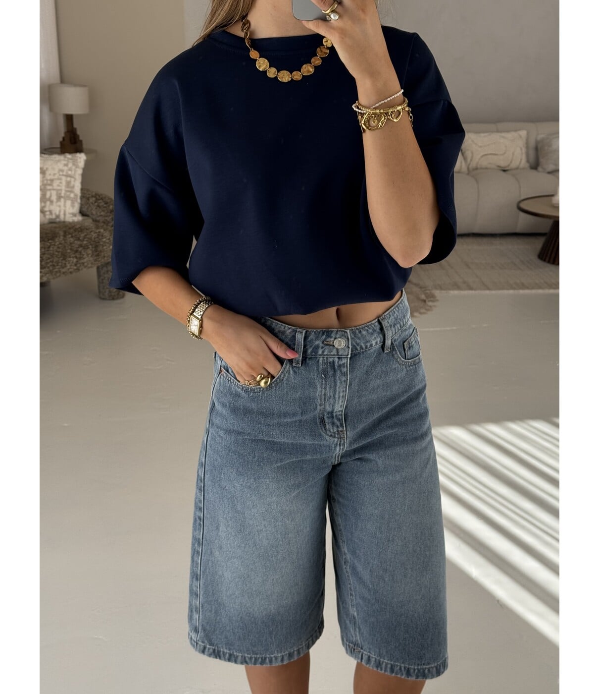 Top donkerblauw | Samie