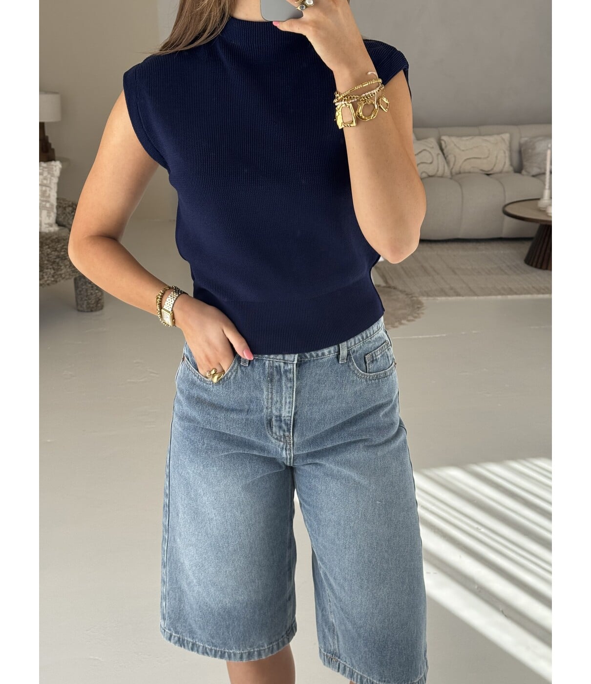 Top donkerblauw | Sharon