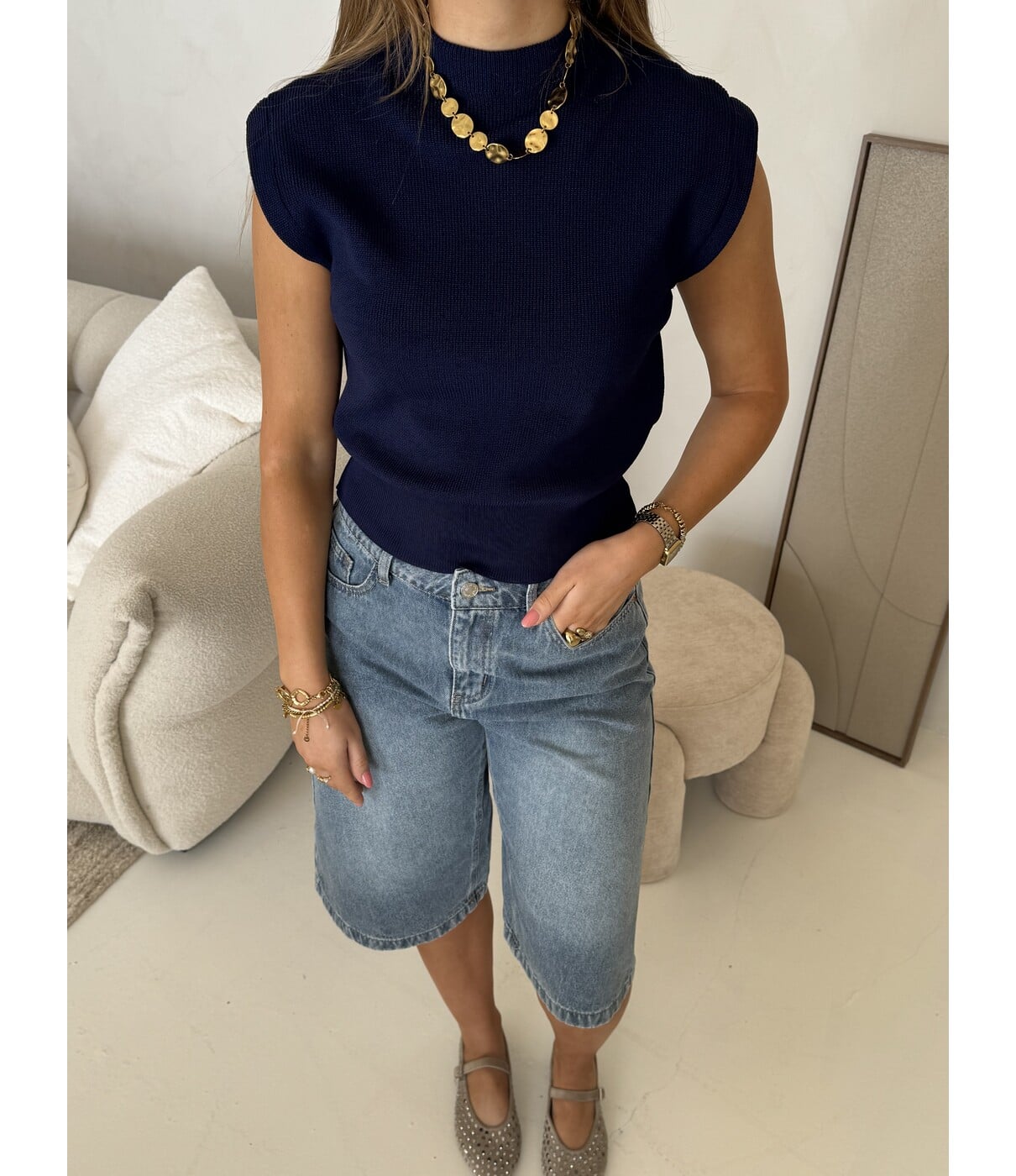 Top donkerblauw | Sharon