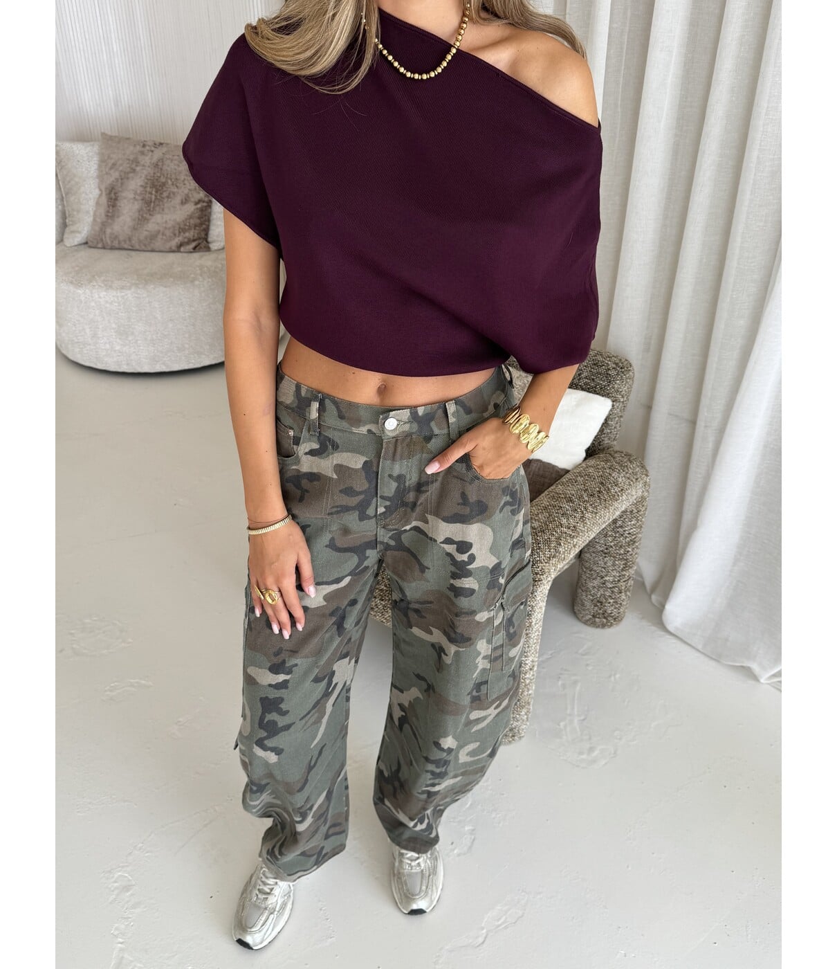 Jeans balloon camo groen | Athena