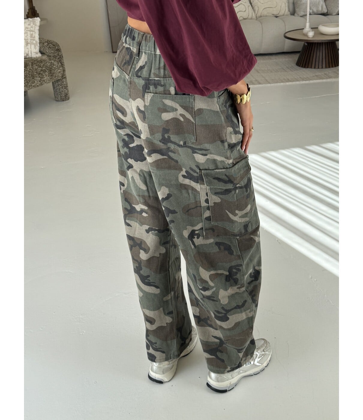 Jeans balloon camo groen | Athena