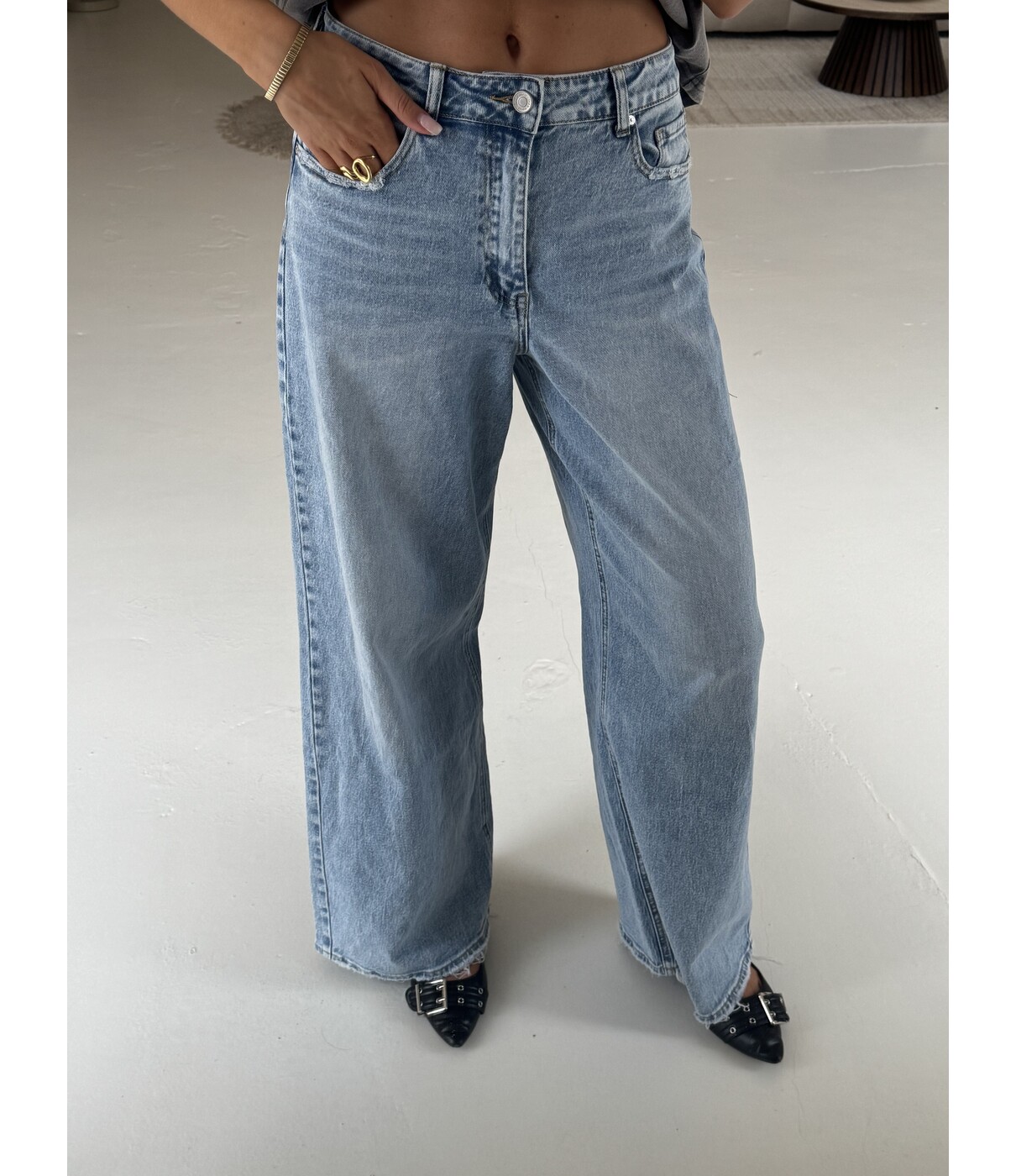 Jeans wide leg blauw | Lies