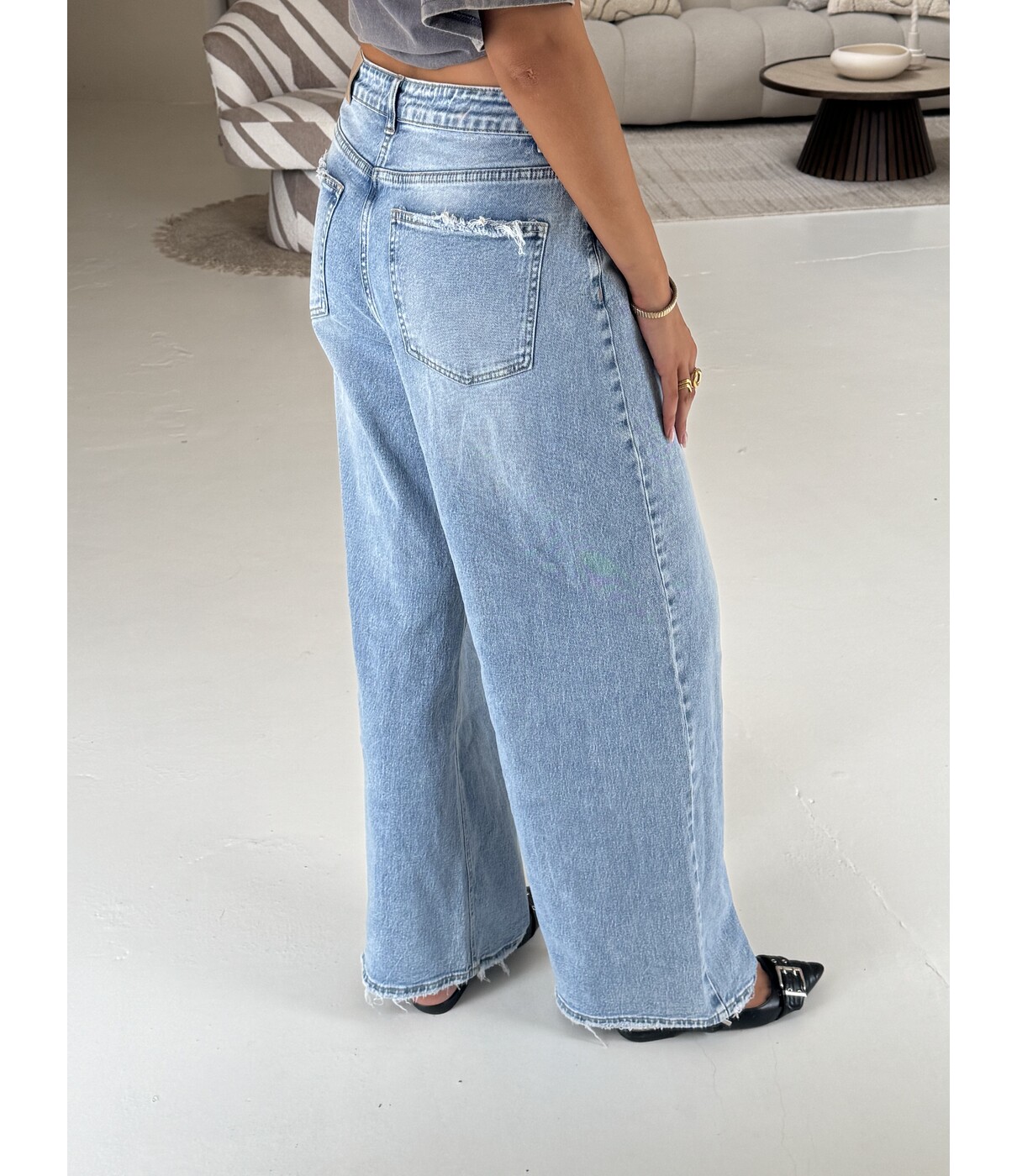 Jeans wide leg blauw | Lies