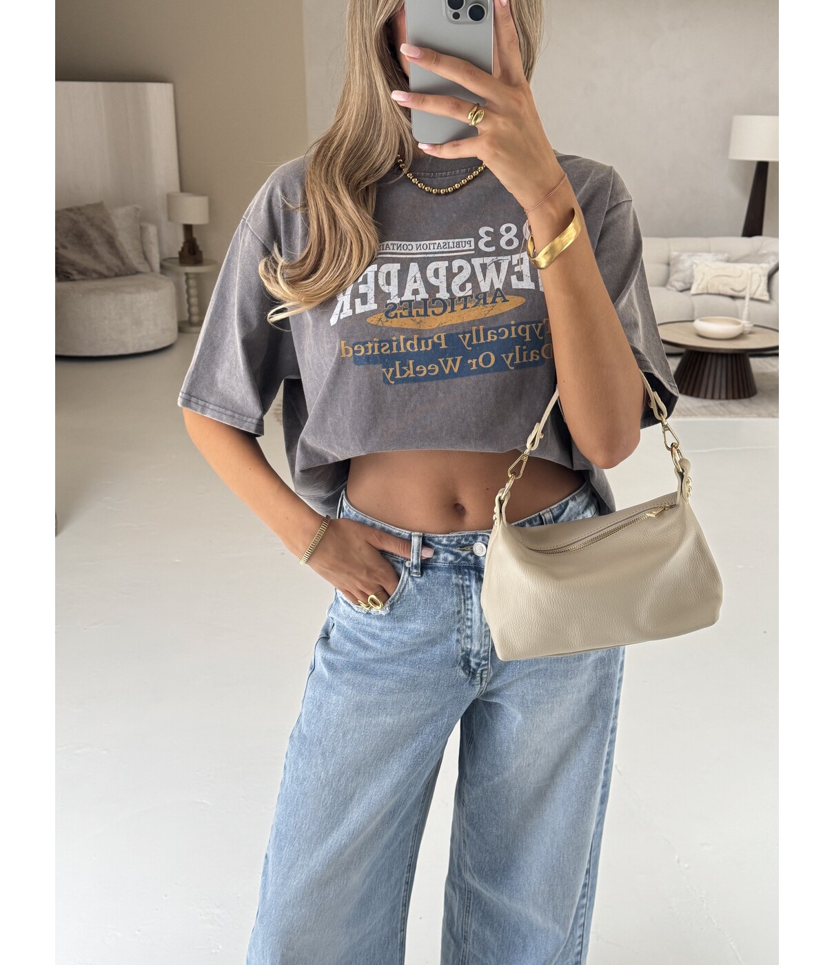 T-shirt grijs | Newspaper