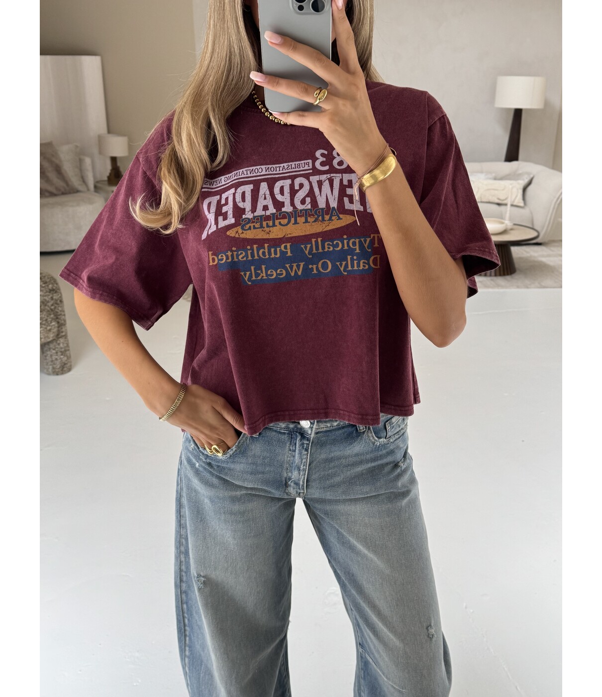 T-shirt bordeaux | Newspaper