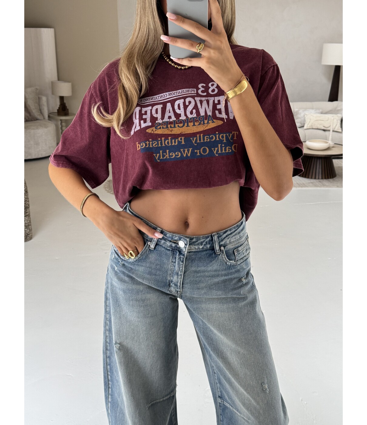 T-shirt bordeaux | Newspaper