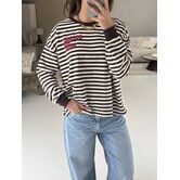 Colourful Rebel Striped wavy logo longsleeve | bruin/wit