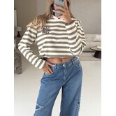 Colourful Rebel Sport collar striped sweat | off white