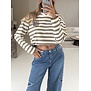 Colourful Rebel Sport collar striped sweat | off white