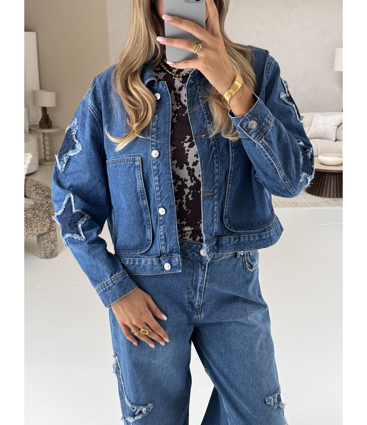Colourful Rebel Jo star worker jacket | mid blue