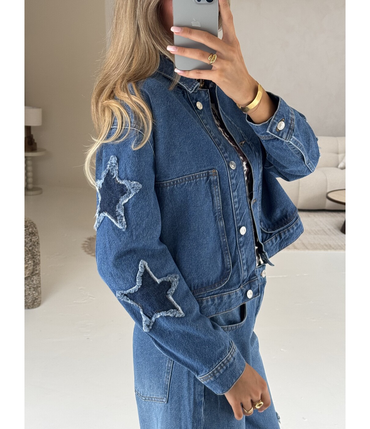 Colourful Rebel Jo star worker jacket | mid blue