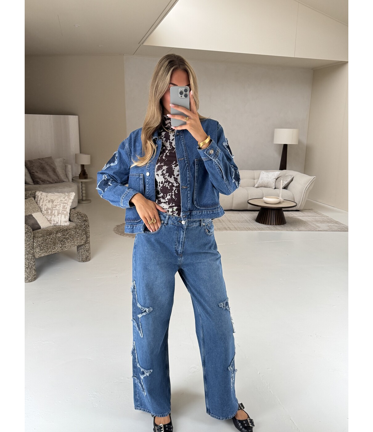 Colourful Rebel Jo star worker jacket | mid blue