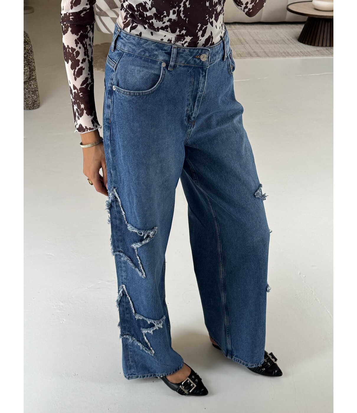 Colourful Rebel Colourful Rebel Star wide leg jeans | mid blue