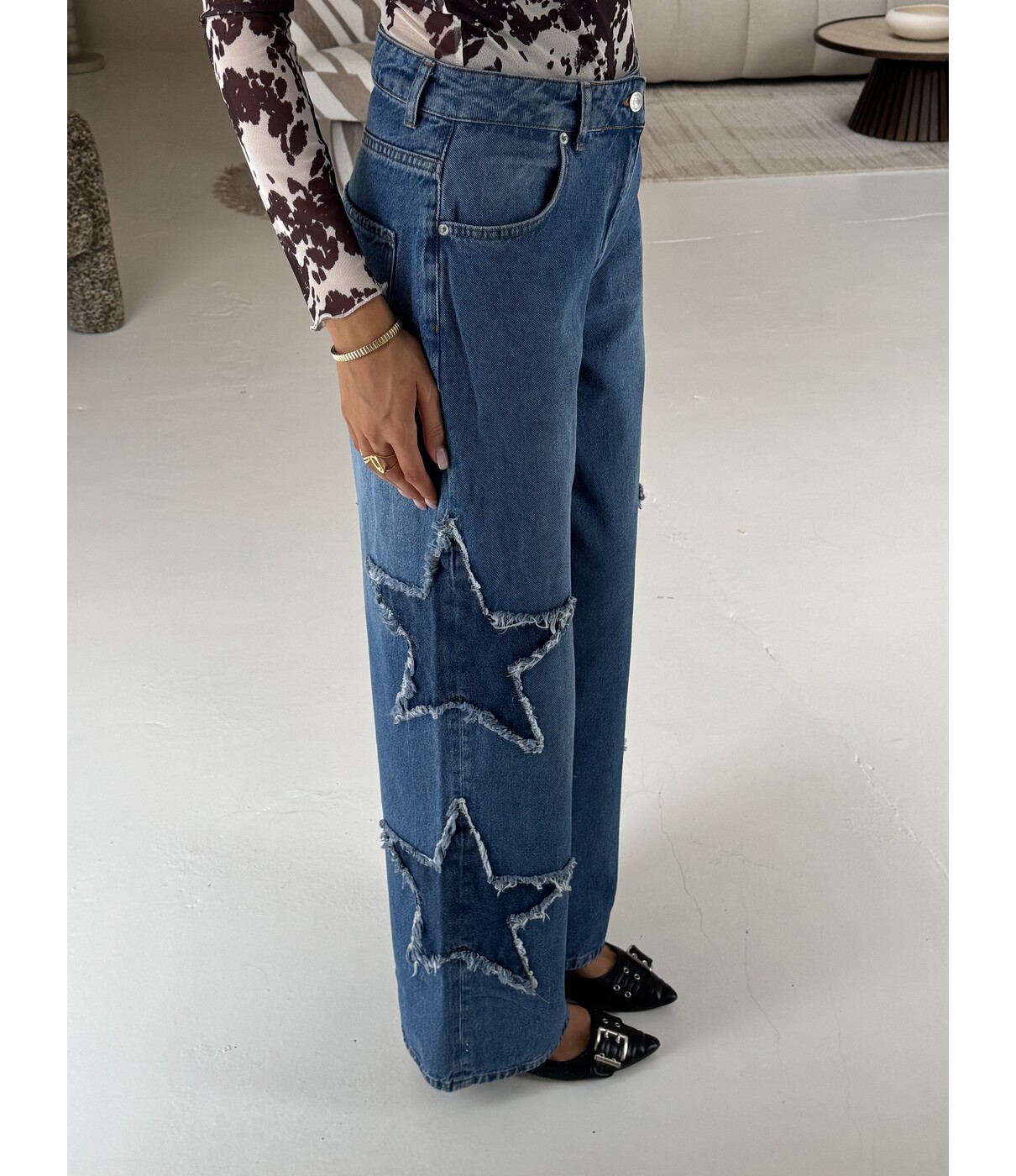 Colourful Rebel Colourful Rebel Star wide leg jeans | mid blue