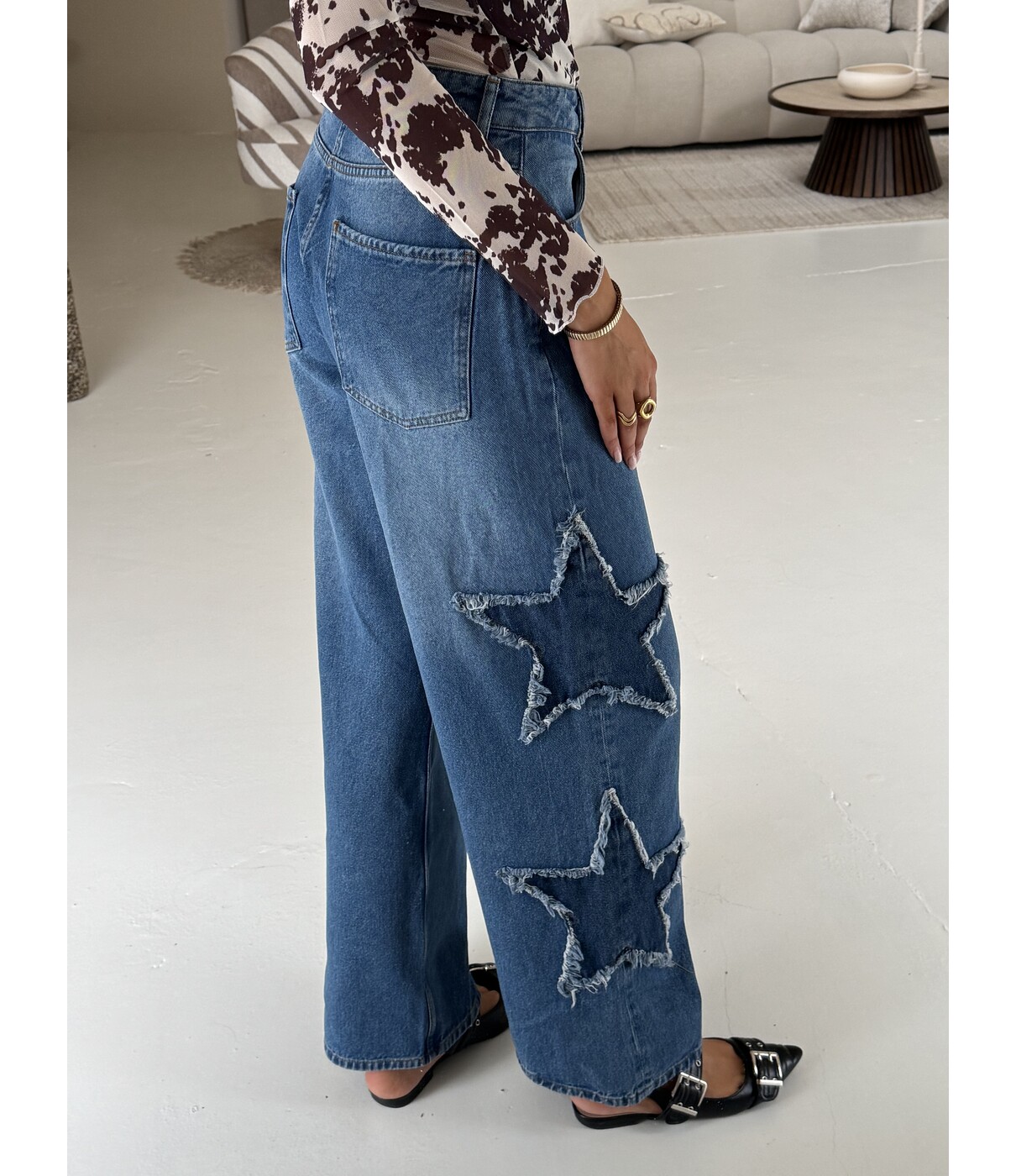 Colourful Rebel Colourful Rebel Star wide leg jeans | mid blue