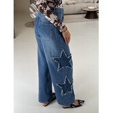 Colourful Rebel Star wide leg jeans | mid blue