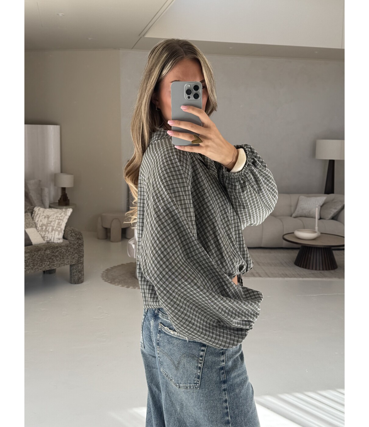 Blouse geruit groen | Zoey