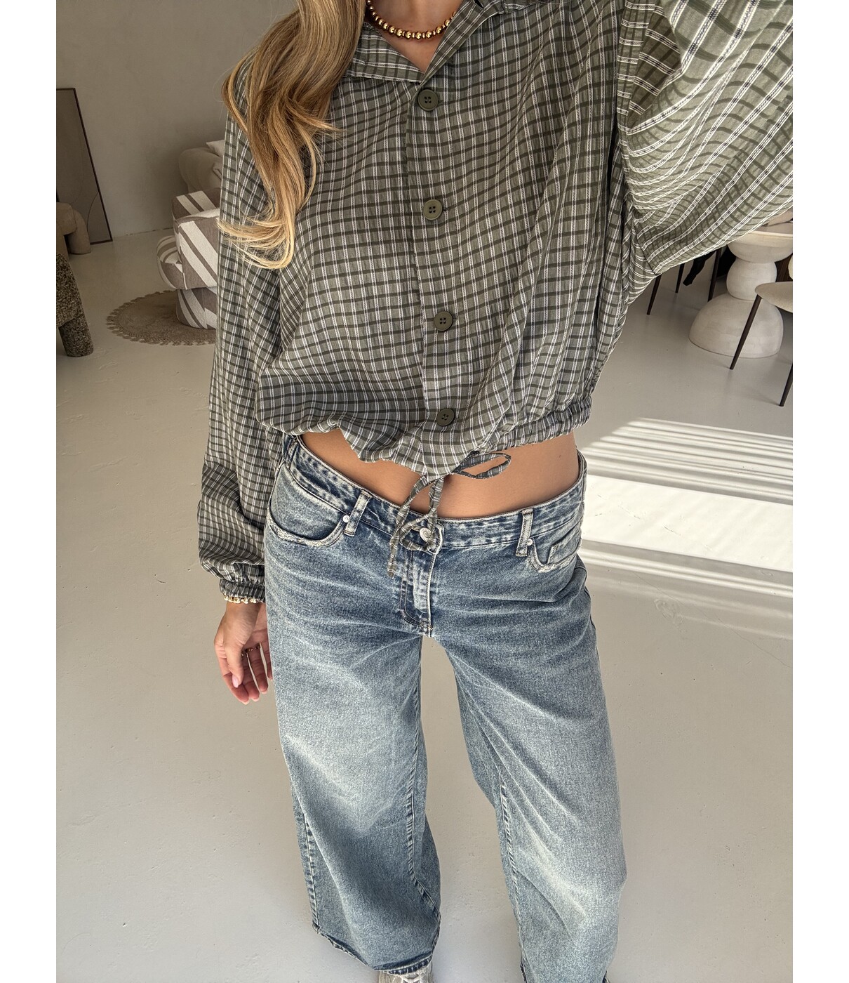 Blouse geruit groen | Zoey