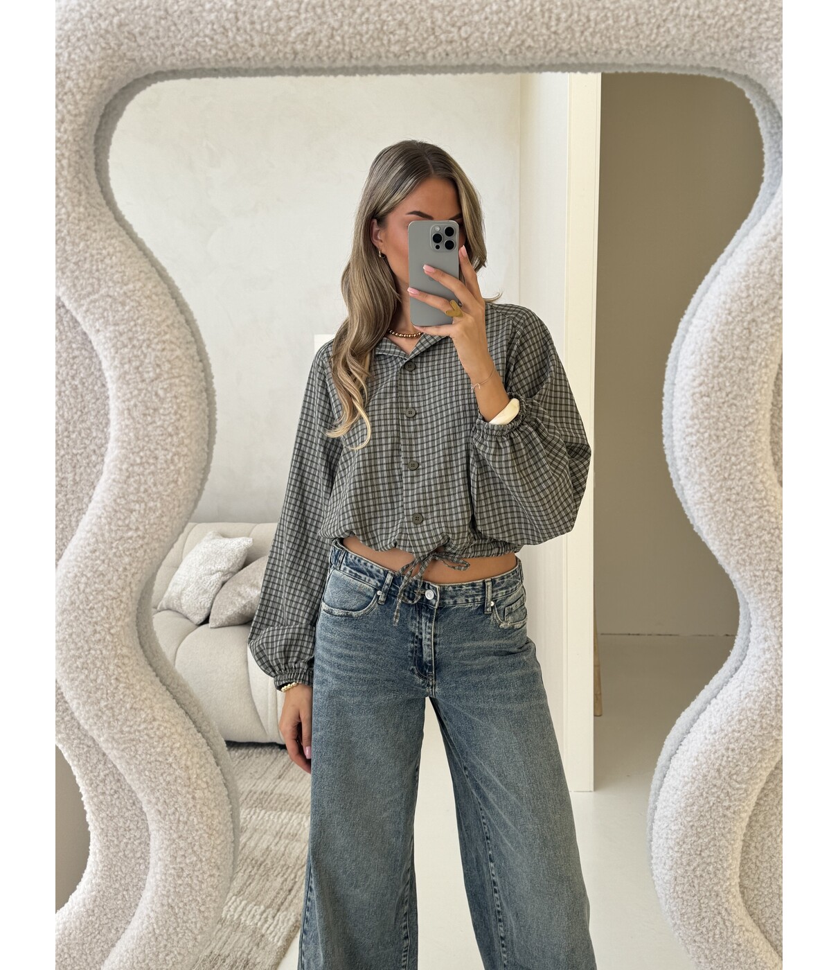 Blouse geruit groen | Zoey