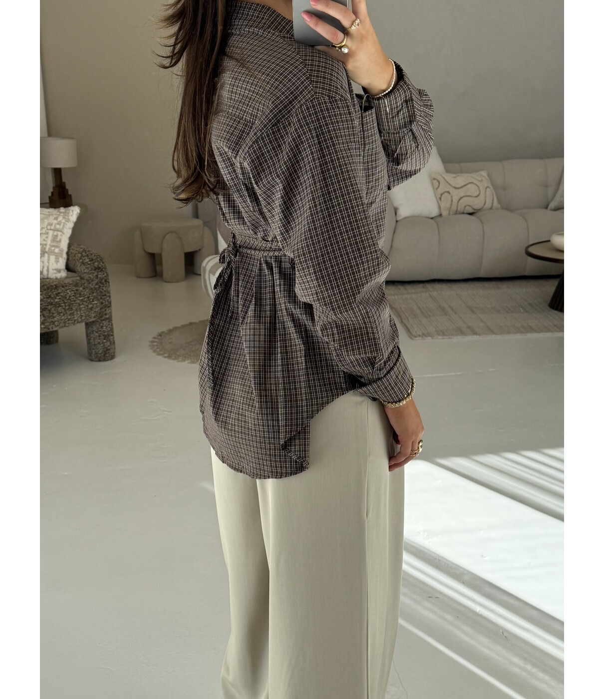 Blouse geruit bruin | Carlie