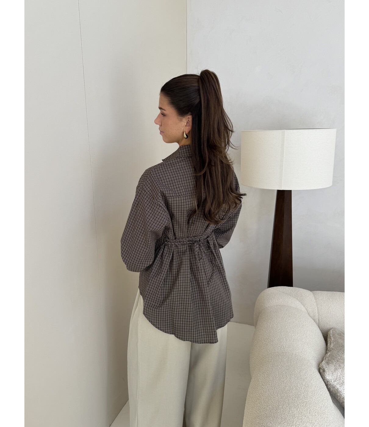 Blouse geruit bruin | Carlie