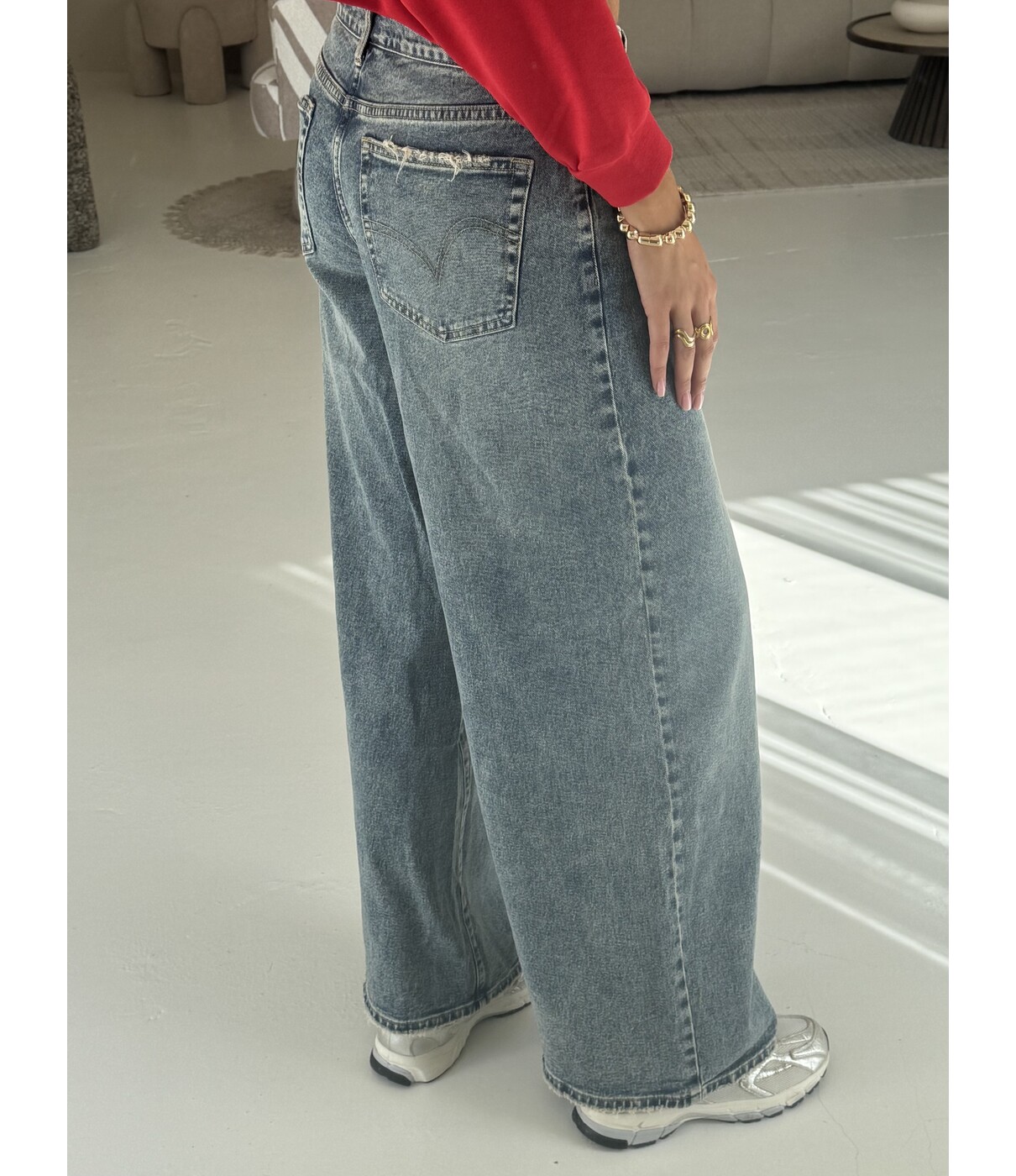 Jeans wide leg mid blue | Chantal