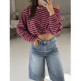 Trui gestreept bordeaux/roze | Teddie