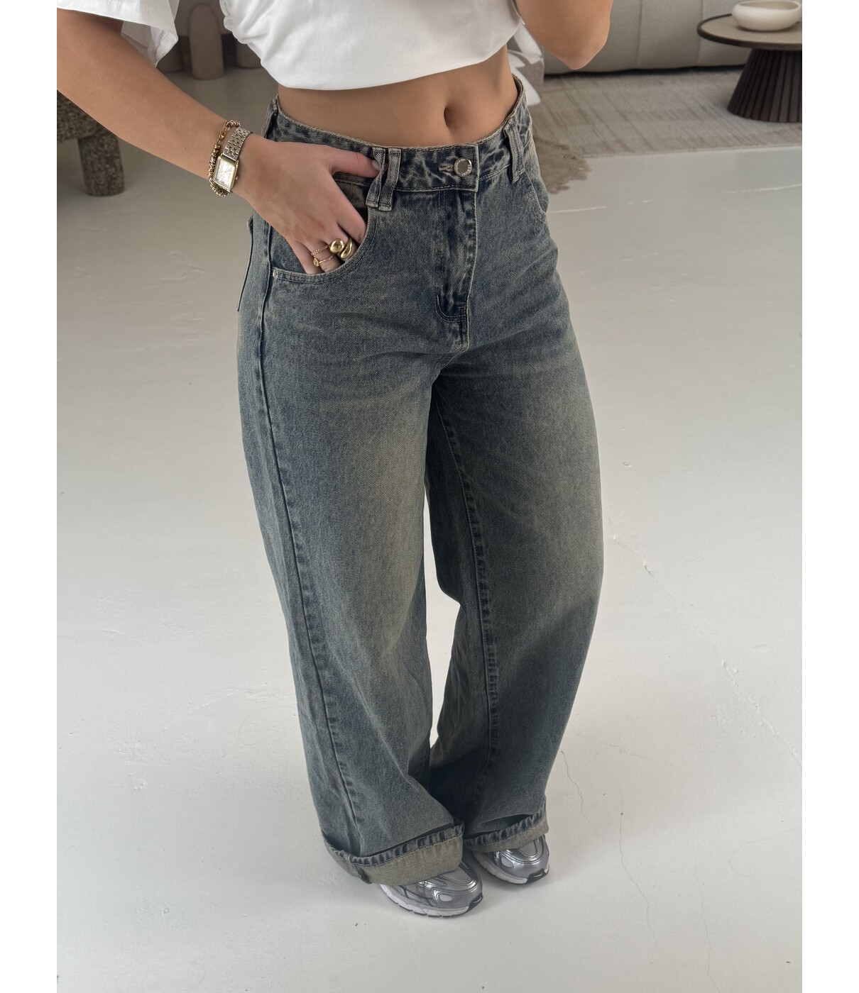 Jeans wide leg dirty wash | Maureen
