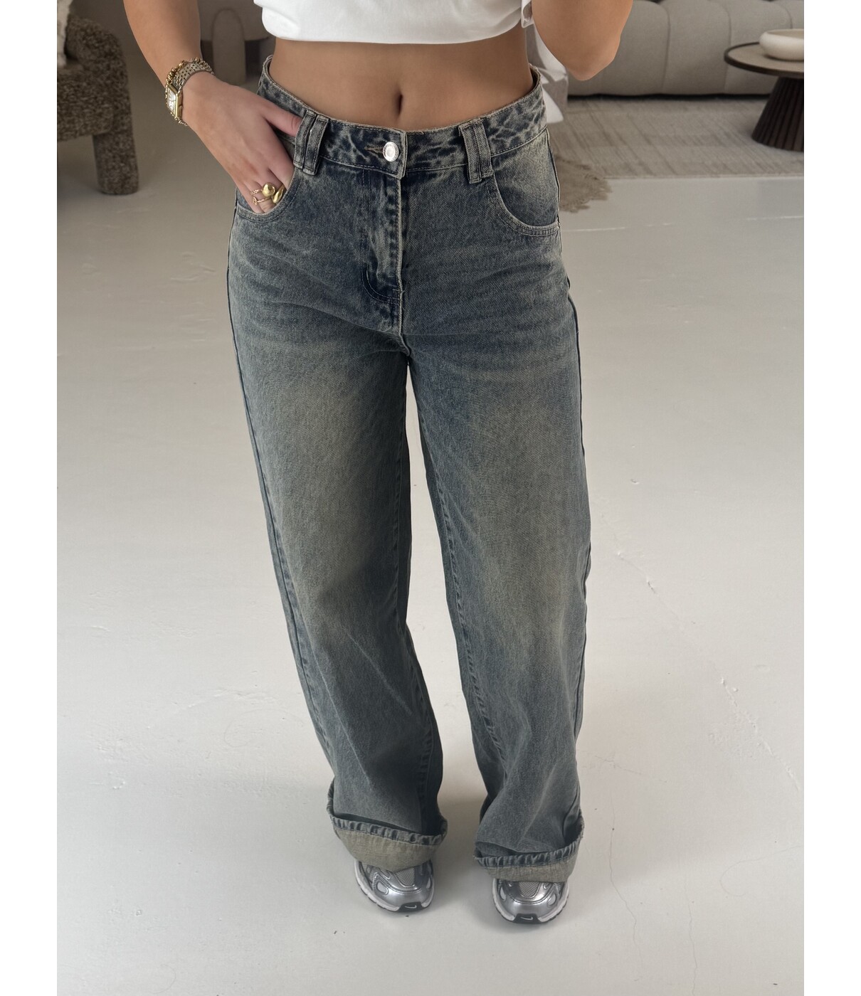 Jeans wide leg dirty wash | Maureen