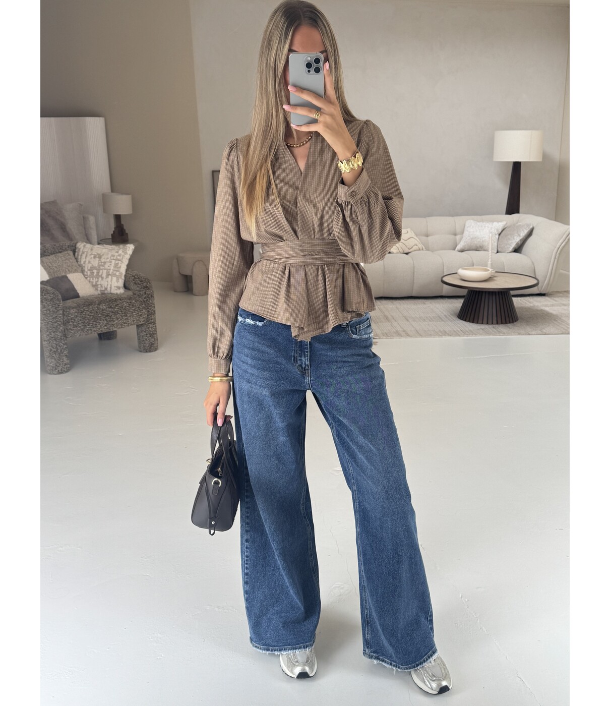 Jeans wide leg mid blue | Lies