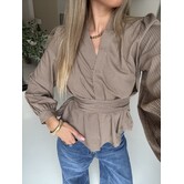 Blouse geruit beige | Suze