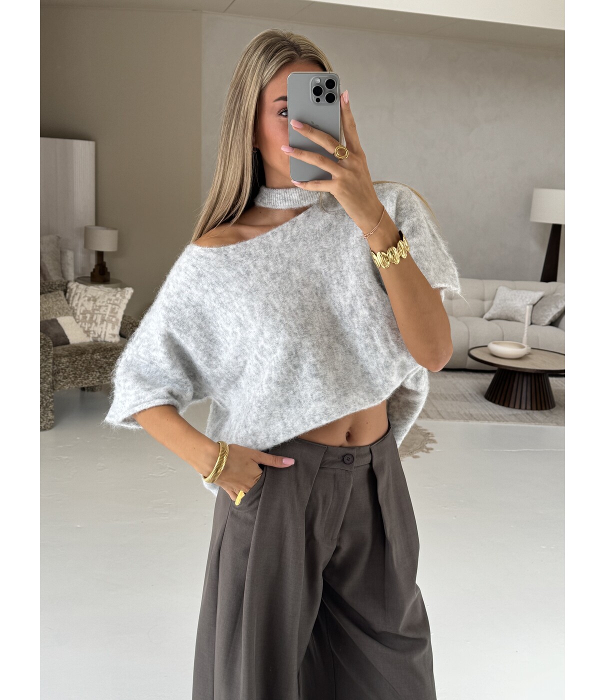 Top lichtgrijs | Roos