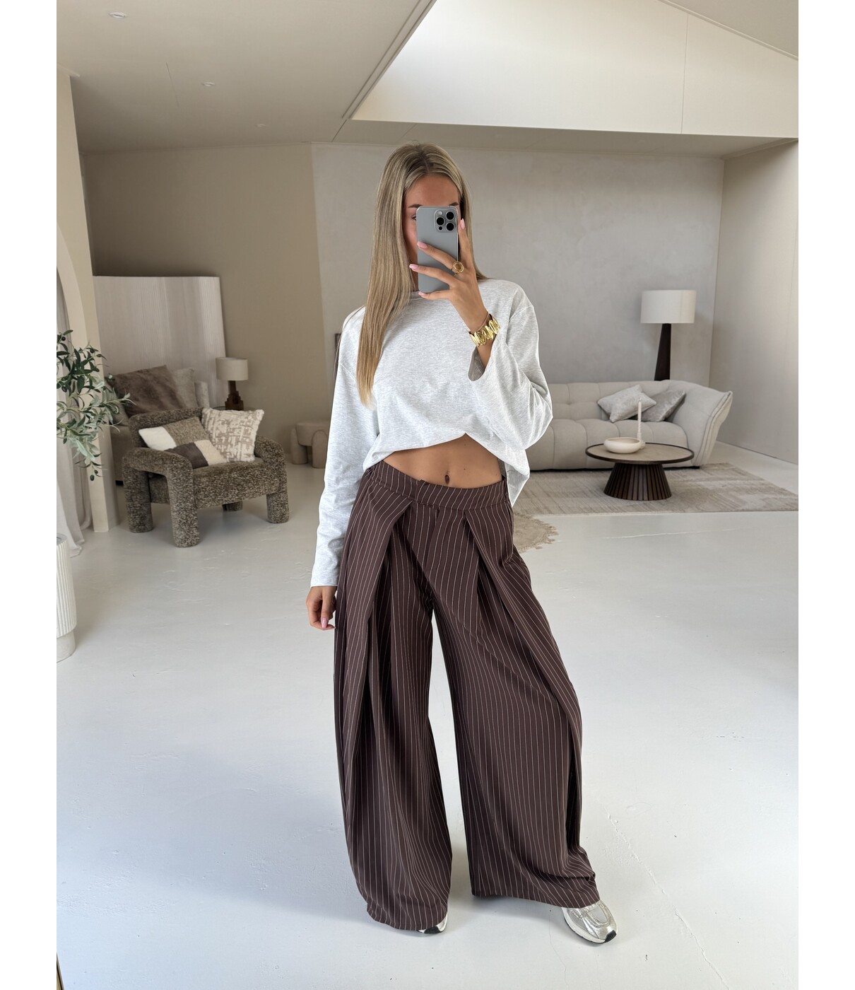 Pantalon gestreept bruin | Kaylee
