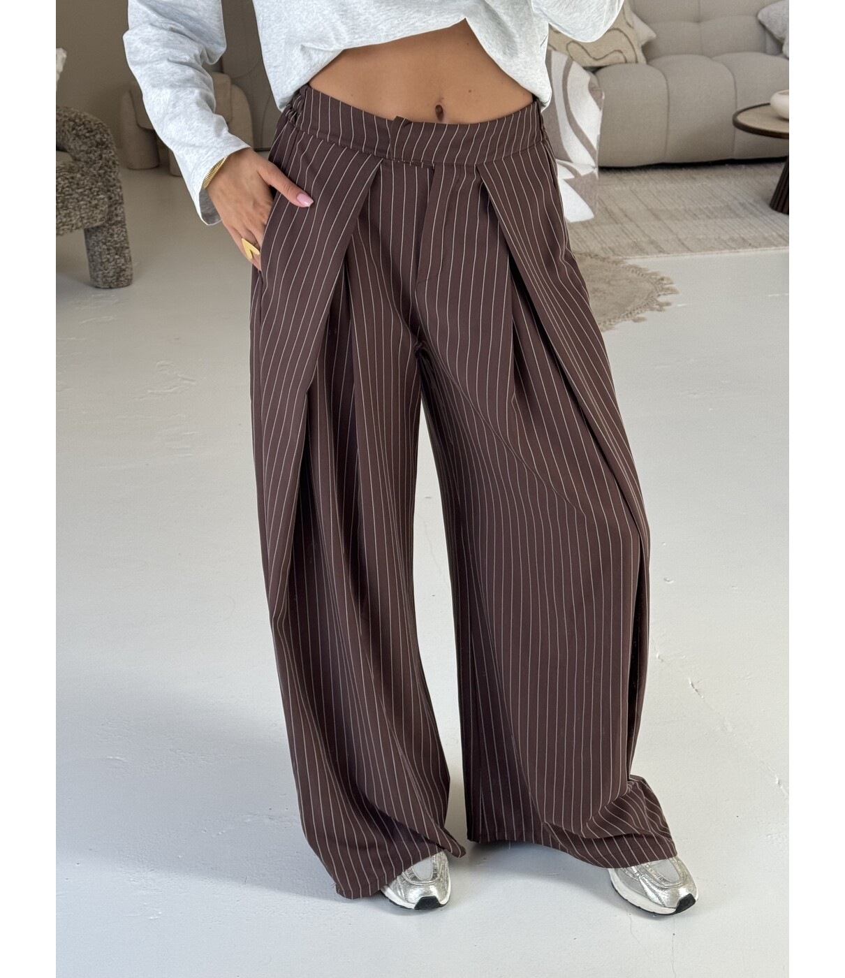 Pantalon gestreept bruin | Kaylee