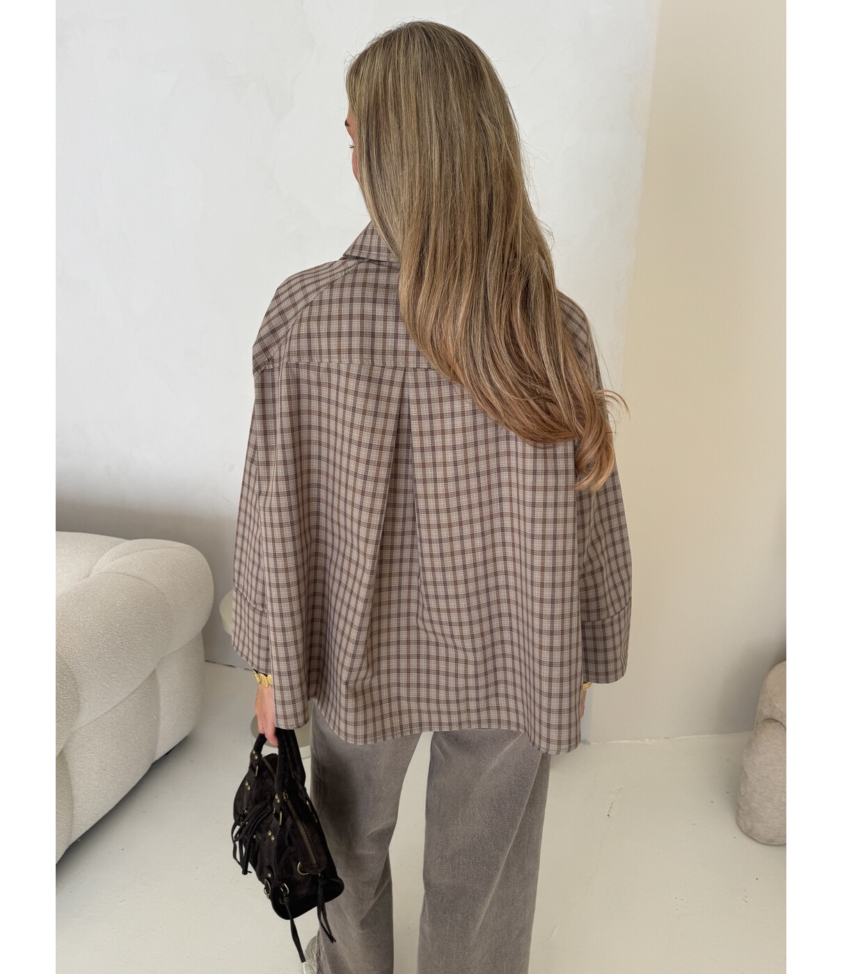 Blouse geruit bruin | Sterre