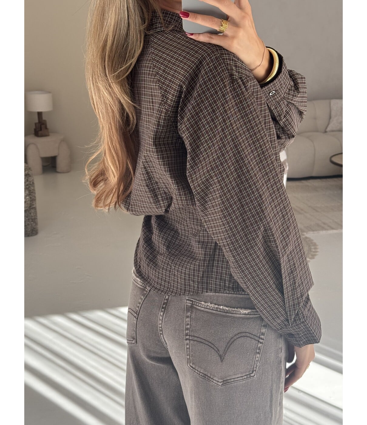 Blouse geruit bruin | Rianne