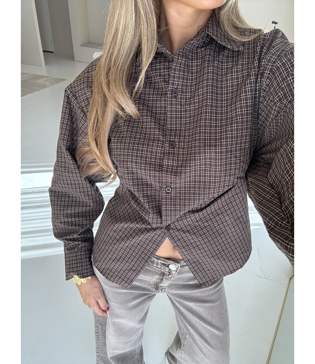 Blouse geruit bruin | Rianne