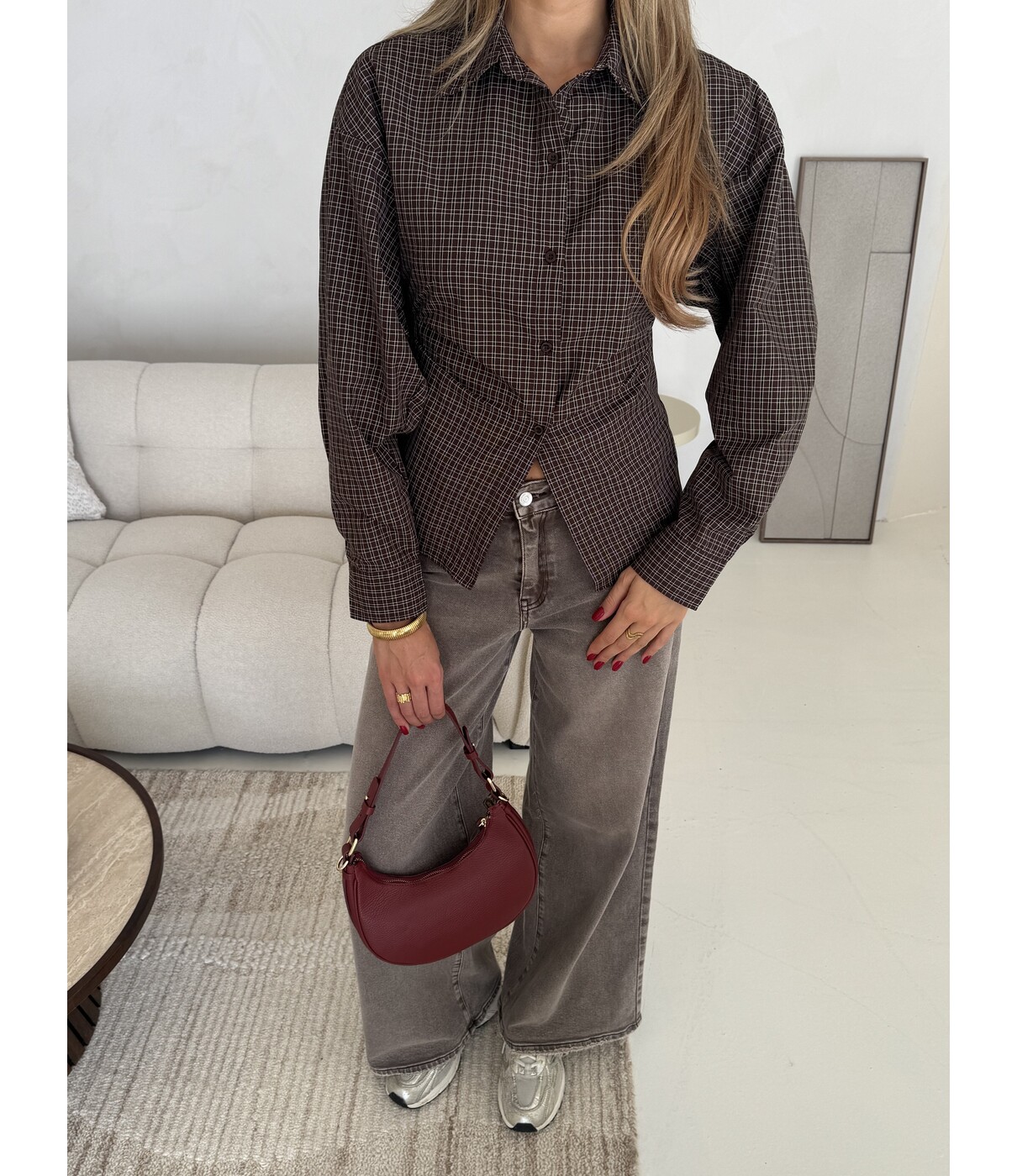 Blouse geruit bruin | Rianne