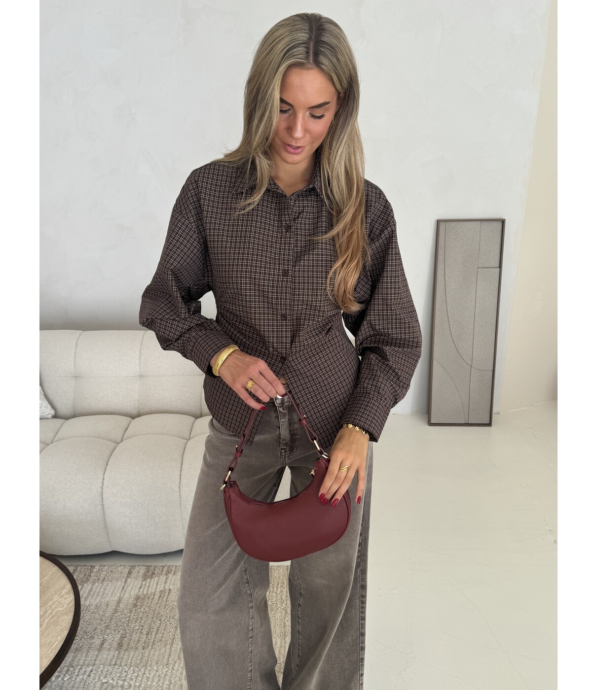 Blouse geruit bruin | Rianne