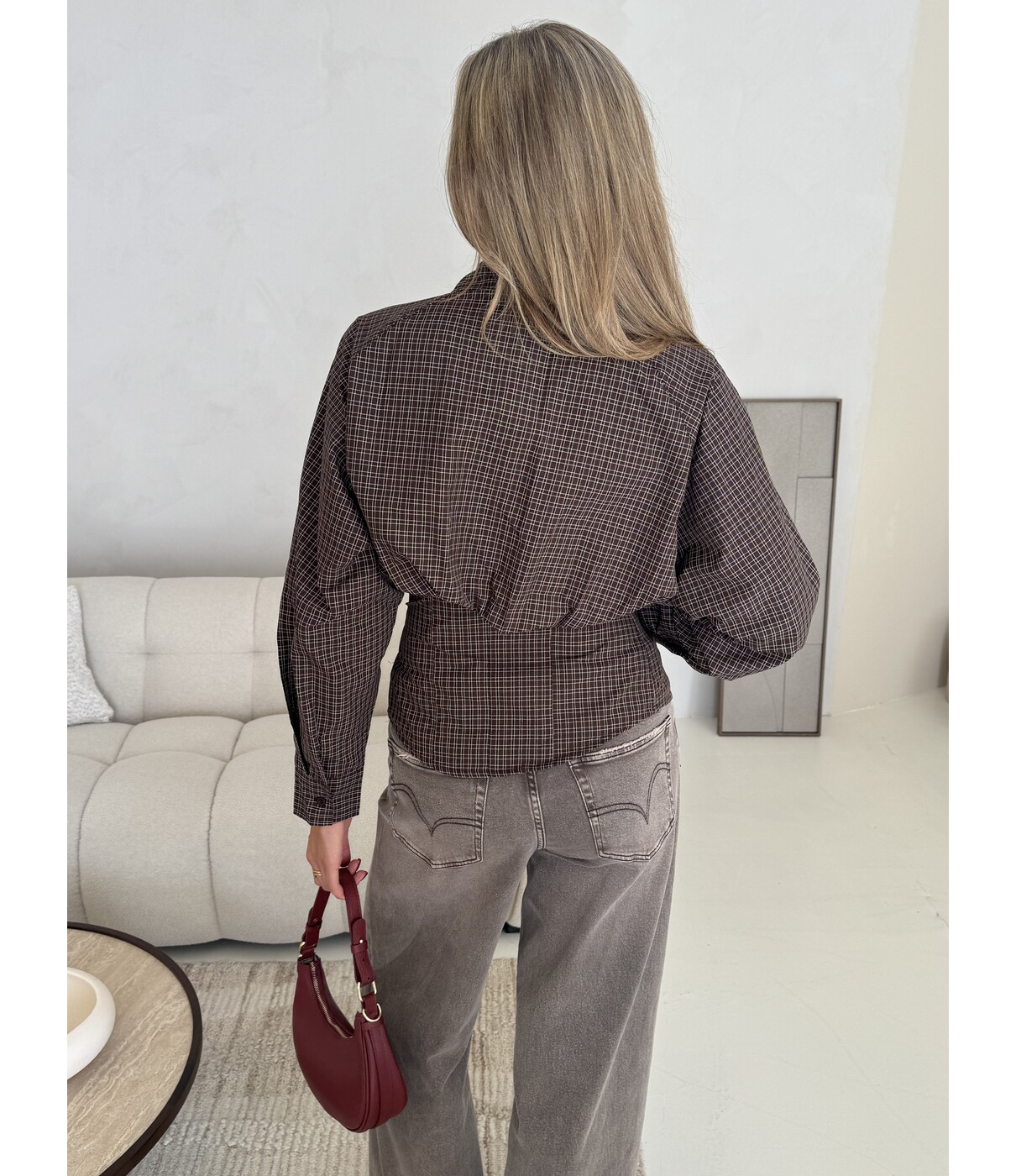 Blouse geruit bruin | Rianne
