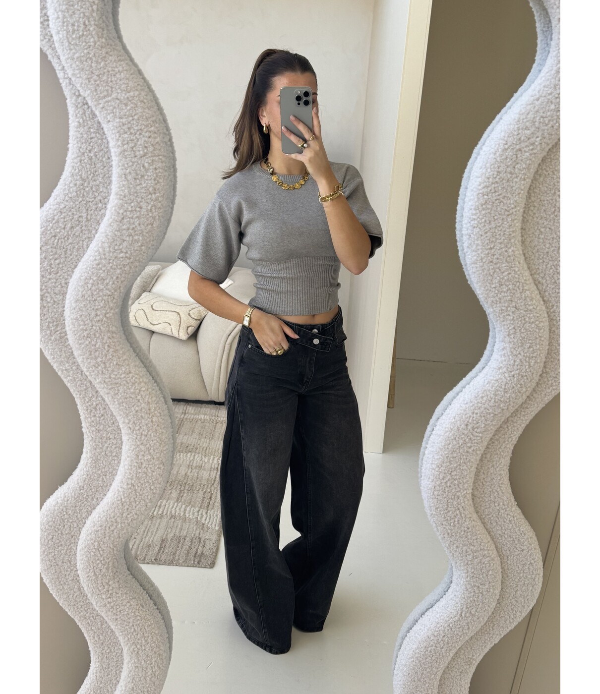 Jeans wide leg zwart | Lola