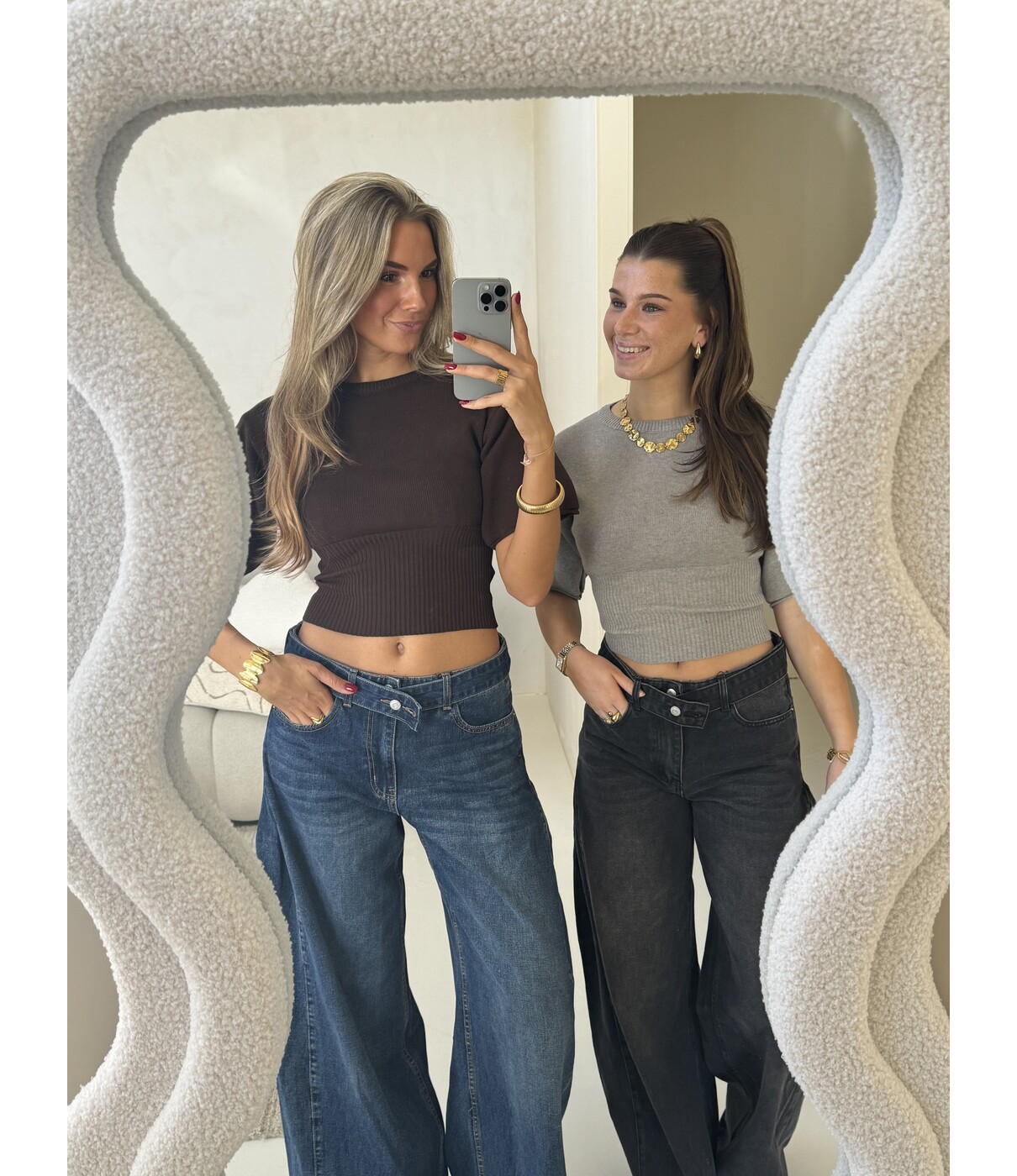 Jeans wide leg mid blue | Lola