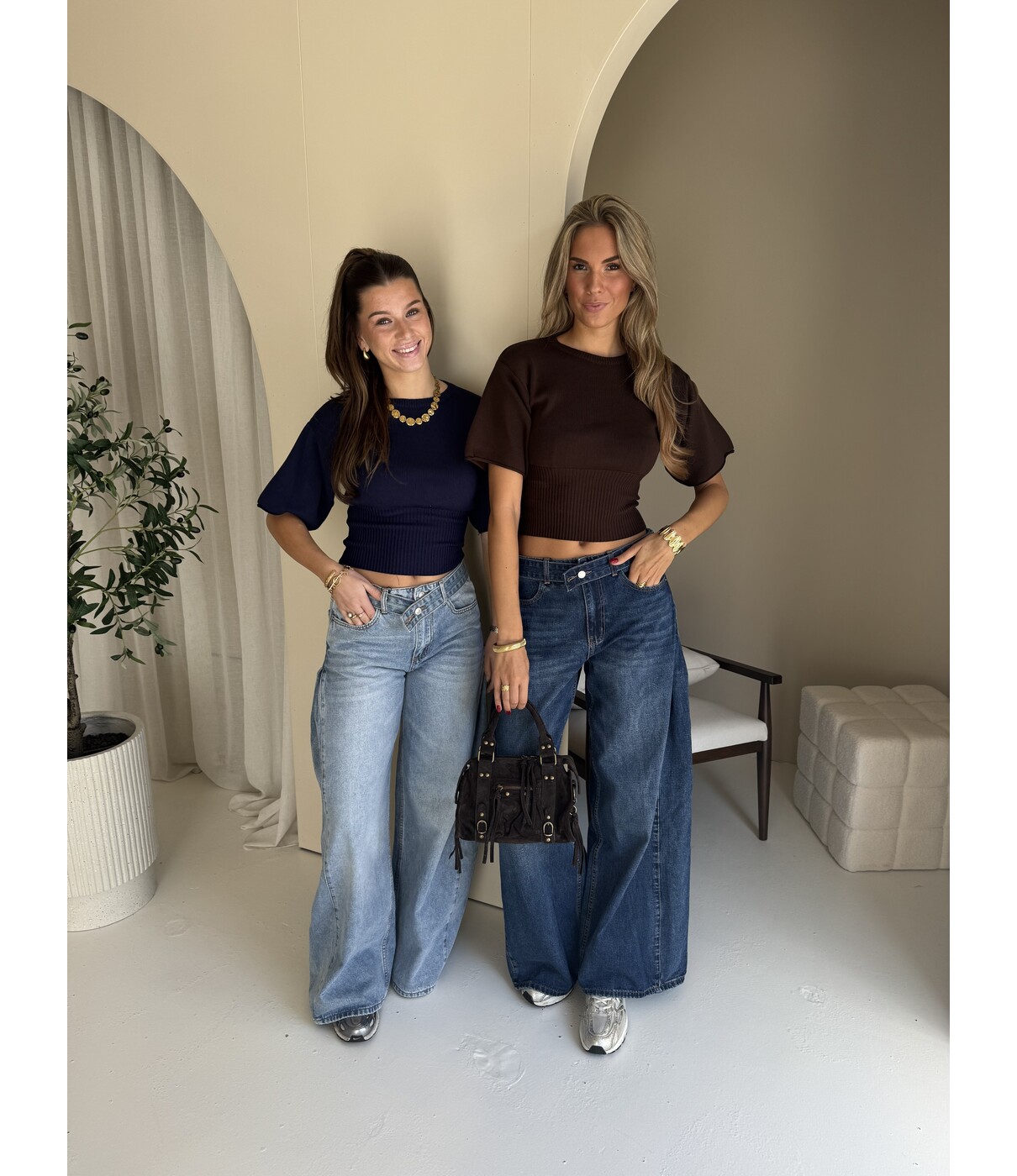 Jeans wide leg mid blue | Lola